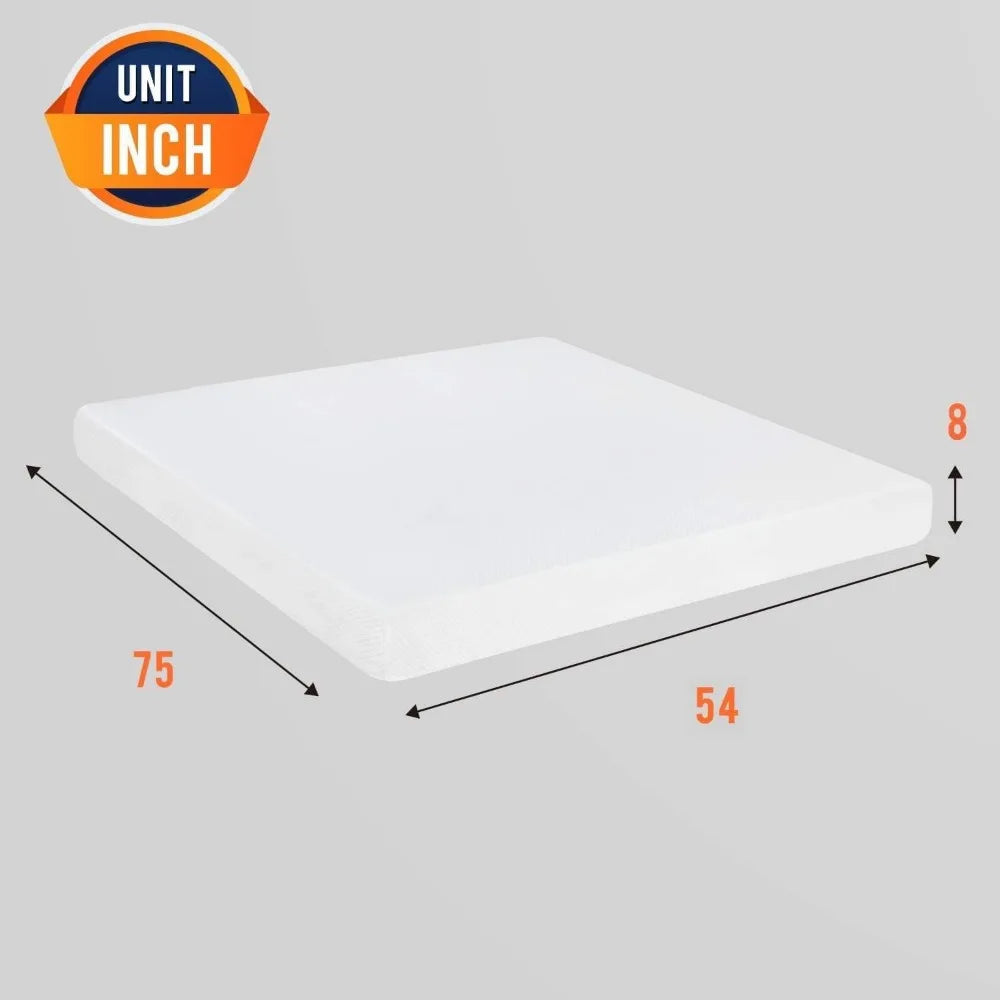 8 inch Gel Memory Foam Mattress for Cool Sleep & Pressure Relief, Medium Firm Mattresses Bed-in-a-Box/Pressure Relieving