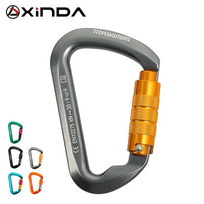 Xinda Outdoor Carabiner Rock Climbing Mountain Landing 30kN High Altitude Operation Equipment Aluminum Alloy Safety Buckle Hook