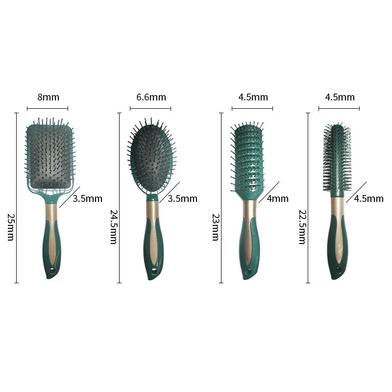 4 Pcs Hair Brush Set Anti Static Massage Oval Comb With Silicone Cushion Base Detangling Brush Round Hair Brush Vent Hair Brush