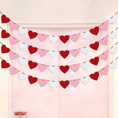 Valentines Day Red Heart Banner Garland Bunting Love Heart Paper Banner Valentines Day Decoration Birthday Party Banner String