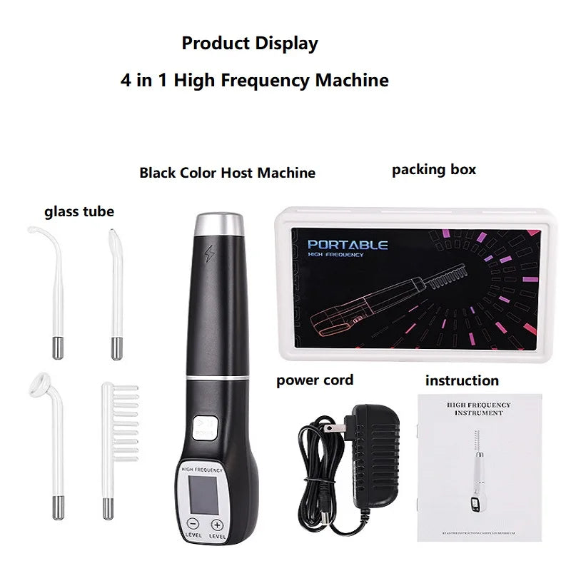 High Frequency Facial Machine Screen Display Neon Electro Therapy Wand Glass Tube Anti Acne Spot Remove Wrinkle Skin Care Device