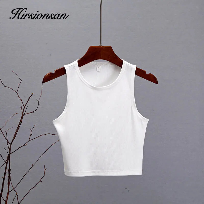 Hirsionsan Cotton Vest Women Summer Slim Sleeveness Tank Y2k Crop Tops for Girl Outfits Solid Female Clothes