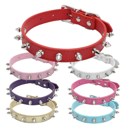 1pc Cool Cat Dog Collar Leather Spiked Studded Collars For Small Medium Colorful Pets Necklace Dogs Cats Neck Strap Pet Products