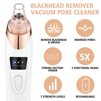 Electric Blackhead Remover Vacuum Cleaner Black Spots Removal Facial Deep Cleansing Pore Cleaner Machine Face Skin Care Tools