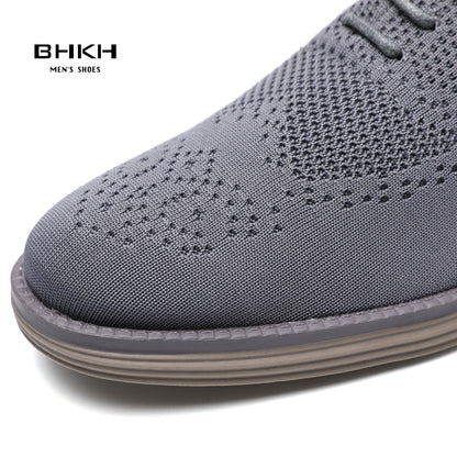 BHKH Breathable Knitted Mesh Casual Shoes Lightweight Smart Casual Shoes Office Work Footwear Men Shoes