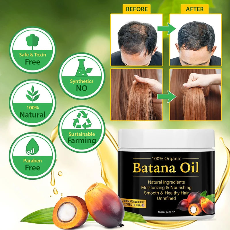 Natural Organic Batana Oil For Hair Growth And Thickness Eliminates Split Ends Moisturize Repair Hair Women Men Hair Loss Care