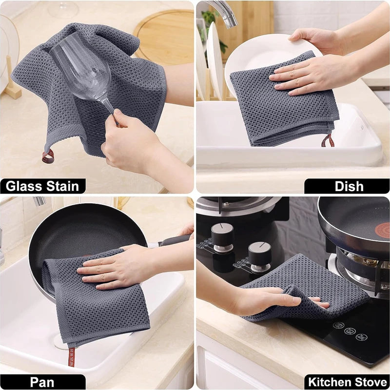 New 8-1PC 100% Cotton Towel Soft Absorbent Dishcloth Kitchen Dish Rags Breathable Face Wash Towel Household Cleaning Wash Cloth