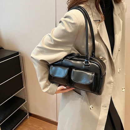 LEFTSIDE Small Double Pockets Shoulder Bags for Women New Fashion Trend Designer Underarm Bag Female Handbags and Purses