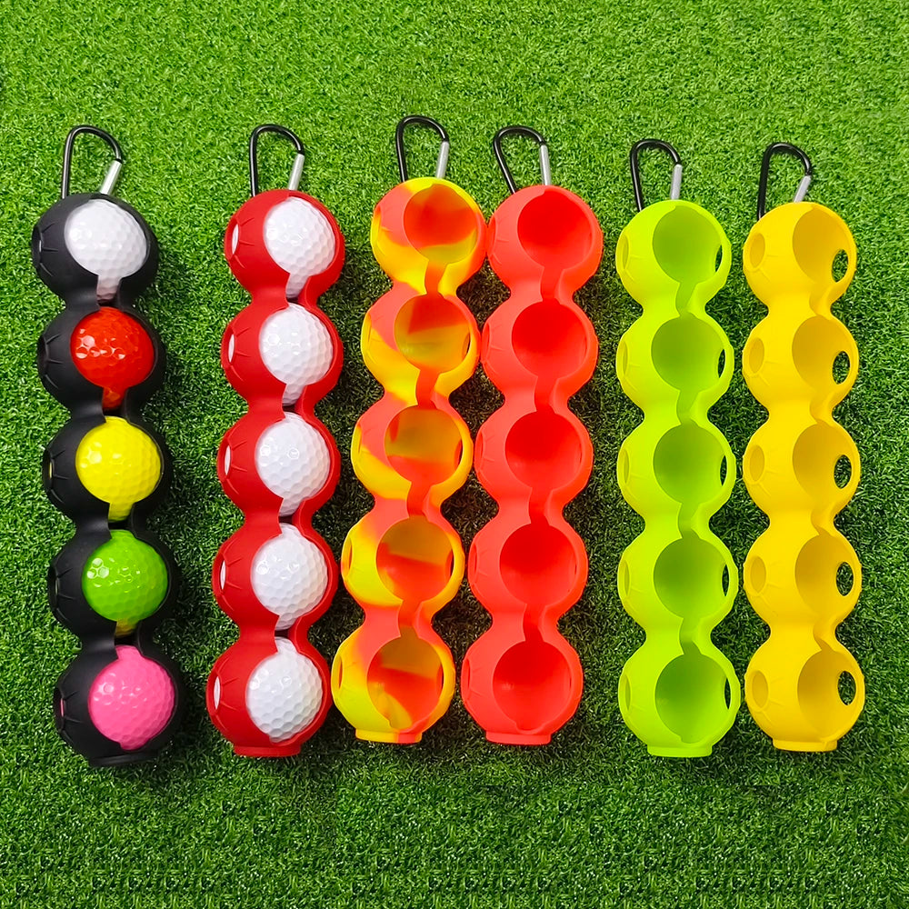 Golf Ball Holder For 5 Balls Silicone Pouch Golf Ball Case Portable Golf Ball Carry Bag With Hook Golf Accessories