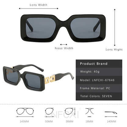 LNFCXI Retro Square Female Male Top Sunglasses Women Brand Designer Trend Pink Diamond Connecting Frame Legs Sun Glasses Men