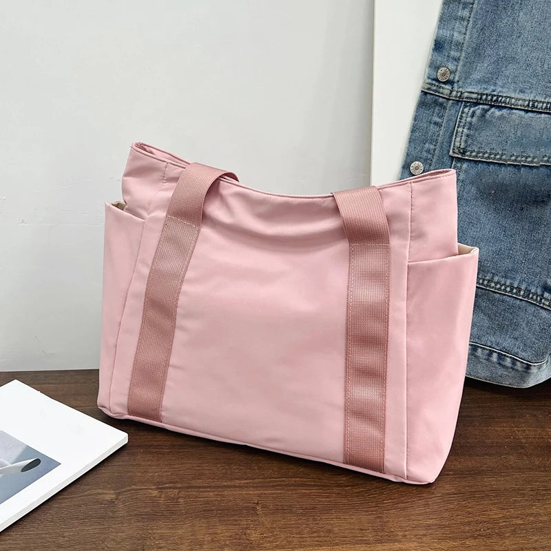 Large Capacity Nylon Tote Bags for Work Commuting Carrying Bag College Style Student Outfit Book Shoulder Bag