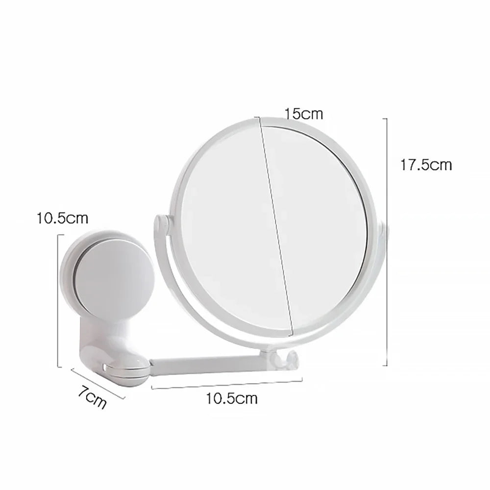 Wall Mounted Foldable Extending Arm Bathroom Mirror with Swivel Suction Double Sided for Cosmetic Makeup No Drill Required