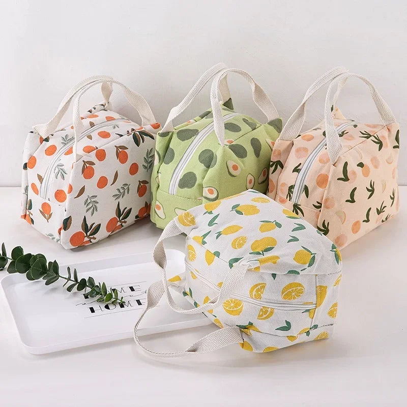 1 Pc Cute Fruit Lunch Bag for Women Portable Insulated Lunch Thermal Bag Bento Pouch Lunch Container School Food Bag