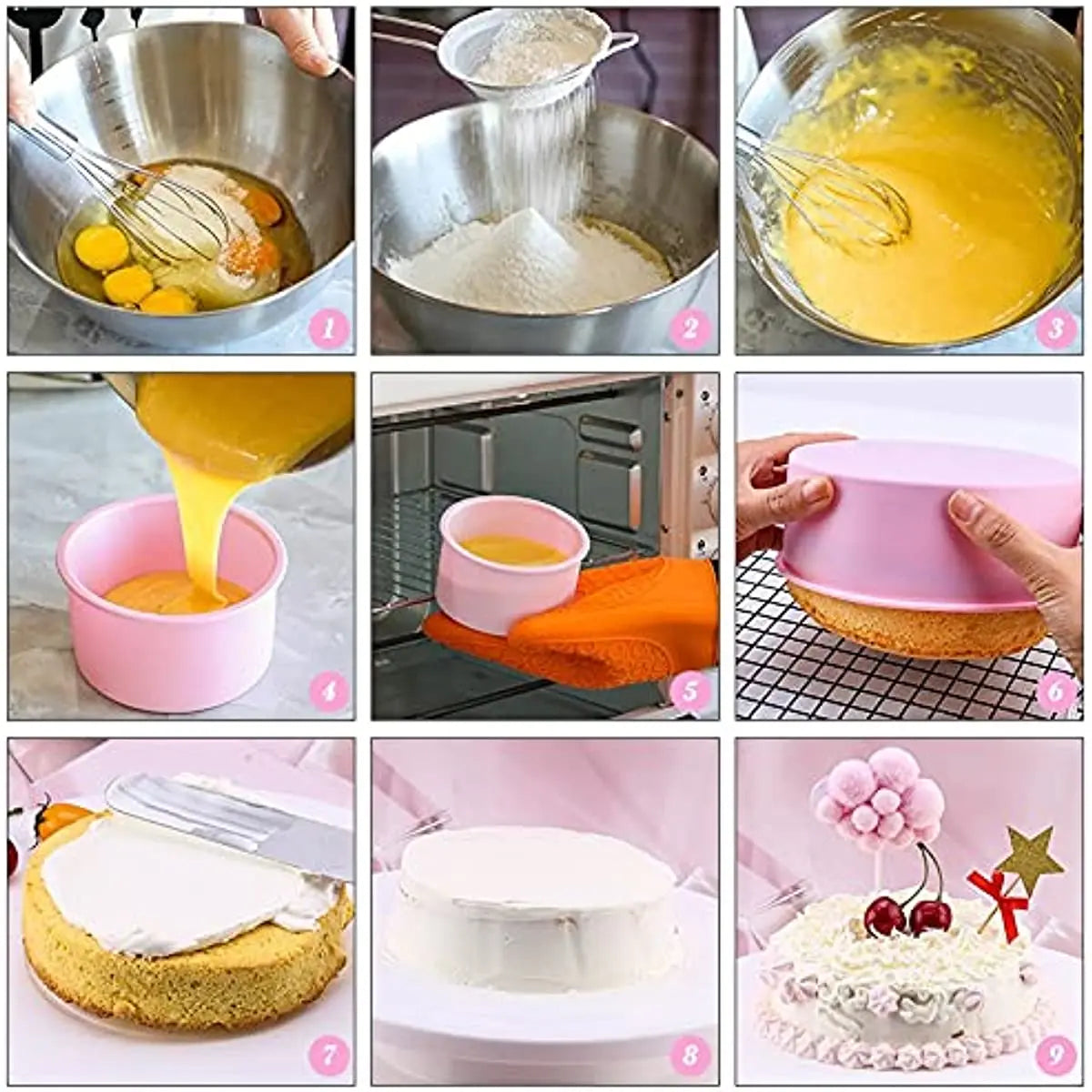 4 6 8 10 Inch Round Shape Mold Silicone Small Cake Baking Pan Mousse Fondant Cylinder Mould For Pastry Dessert Jelly