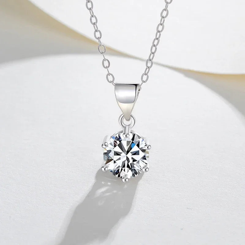 NeeTim 4ct 10mm Moissanite Necklace For Women 925 Sterling Silver Lab Diamond with Gold Plated Pendant Wedding Party Jewelry