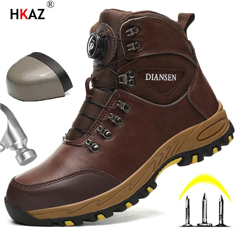 Rotating Button Safety Shoes Men Work Sneakers Indestructible Shoes Puncture-Proof Protective Shoes Work Boots Steel Toe