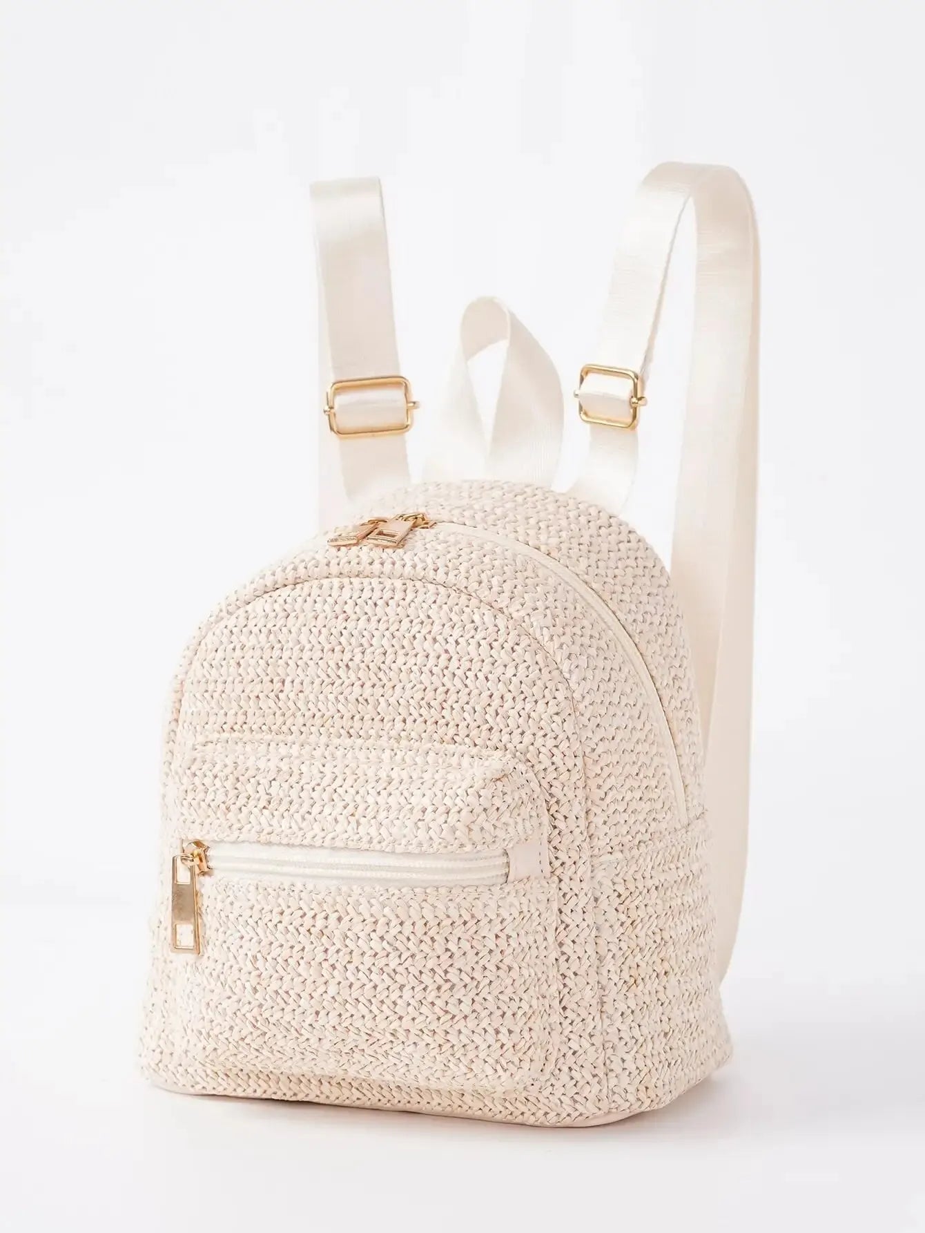 1pc Cute Solid Color Straw Children'S Backpack, Mommy Bag, Suitable For Girls, Boys, School, Travel, Vacation, Beach, Gifts