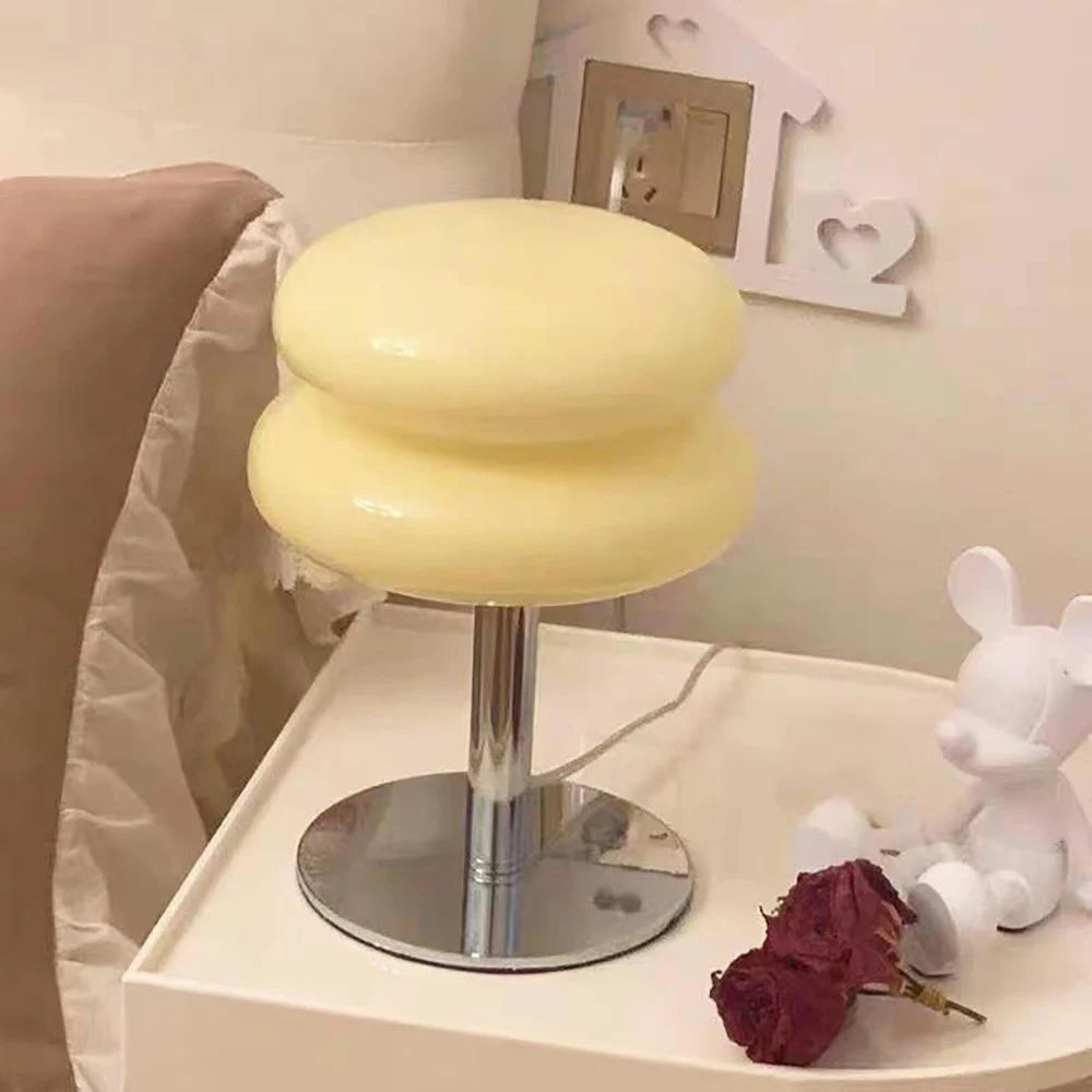 Macaron Glass Table Lamp Trichromatic Dimming Living Room Atmosphere Lamps Eye Protection Night Light Girl Bedroom Bedside Decor