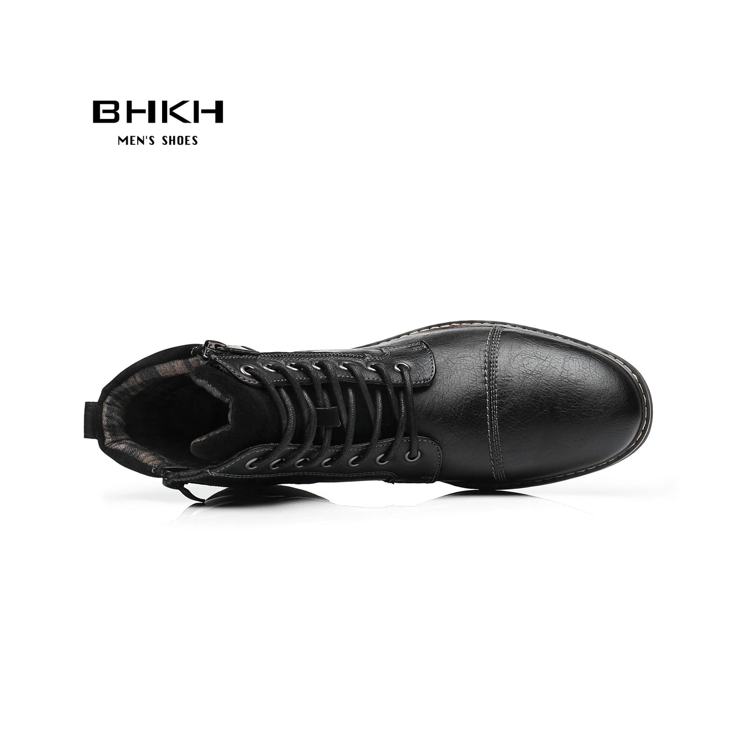 BHKH Men's Boots Winter Fashion botines Zip Lace-up Ankle Boots Vintage Business Dress Shoes Leather Casual Shoes For Men