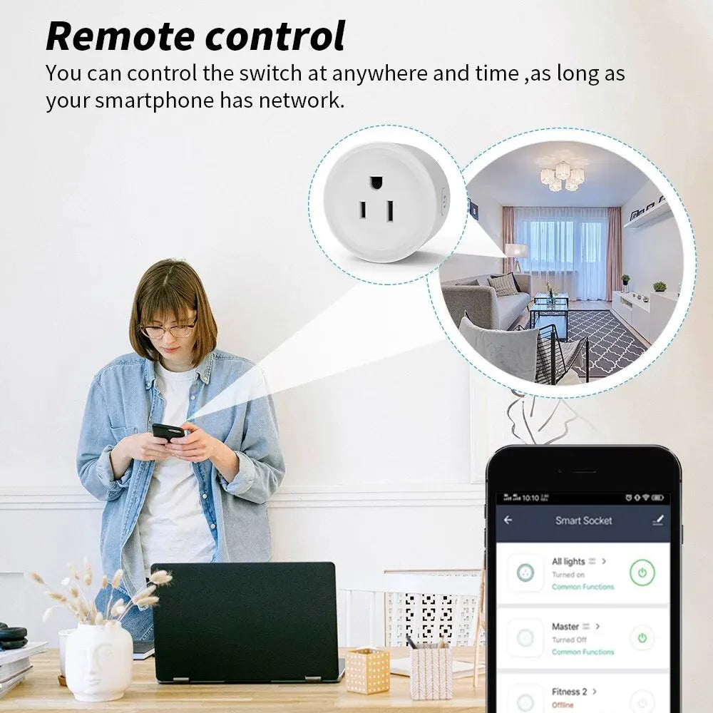 Graffiti WiFi US Gauge Metering Socket ZigBee Smart Plug Mobile Phone Remote Voice Control Timer Switch