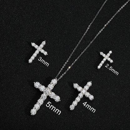 KNOBSPIN D VVS1 Moissanite Cross Pendant Necklace Original s925 Sliver Box Chain Plated 18k White Gold Fine Necklaces for Women