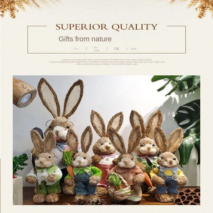 35cm Straw Rabbit Standing Rabbits Bunny Decorations Easter Party Home Garden Wedding Ornament Easter Theme Party Supplies