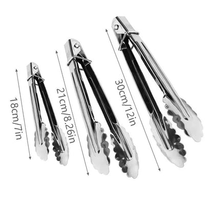 Stainless Steel Food Tongs Cooking BBQ Meat Clip Heat Bread Salad Kitchen Tool 7/9/12in Non-slip Utensils Kitchen Accessories