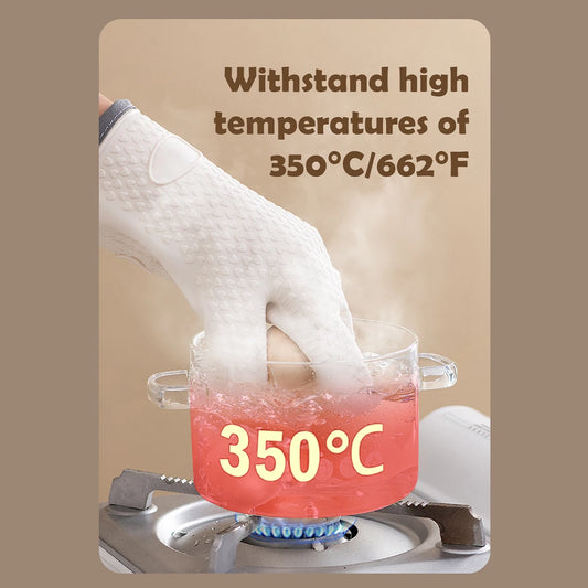 WMMO Anti-scald Oven Gloves Thickened Silicone Insulation Non-slip High Temperature Resistant Kitchen Oven Baking Gloves