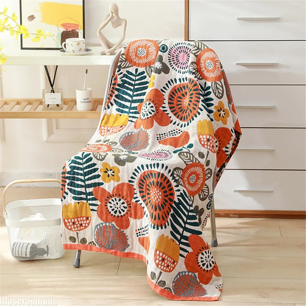 New Nordic 11 Style 80×160CM Bohemian Floral Printing Adult Soft Absorbent Cotton Gauze Beach Bathroom Bath Towel Accessories