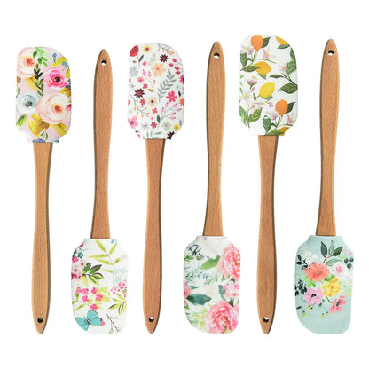 Creative Silicone Pastry Spatula Wooden Handle Cream Chocolate Pancake Baking Scraper Kitchen Cake Butter Batter Blender Mixer