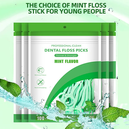 500pcs Mint Mouthed Dental Floss - Interdental Cleaning Floss - Disposable Care Floss Stick - Suitable for Oral Care Cleaning