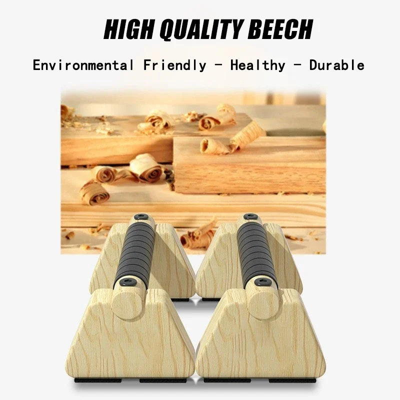 Pull Up Stand Handles Wooden Push Up Bar Beech Wood Calisthenics Exercise Equipment for Home Wood Parallettes Bar for Floor Use