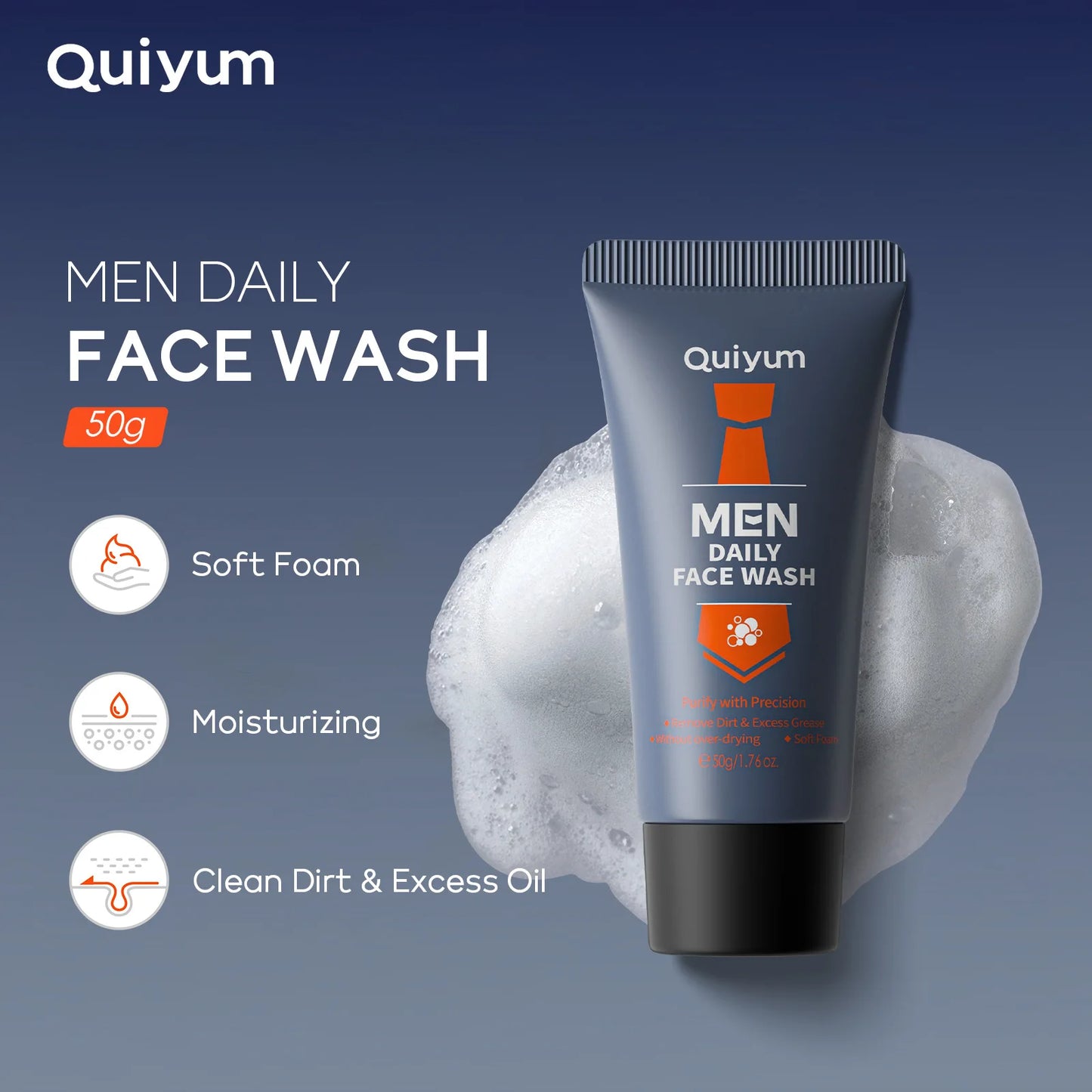 LAIKOU Men Facial Foaming Cleanser Deeply Cleansing Oil Control Moisturizing Blackhead Removal Skin Care Face Wash Foam Cleanser