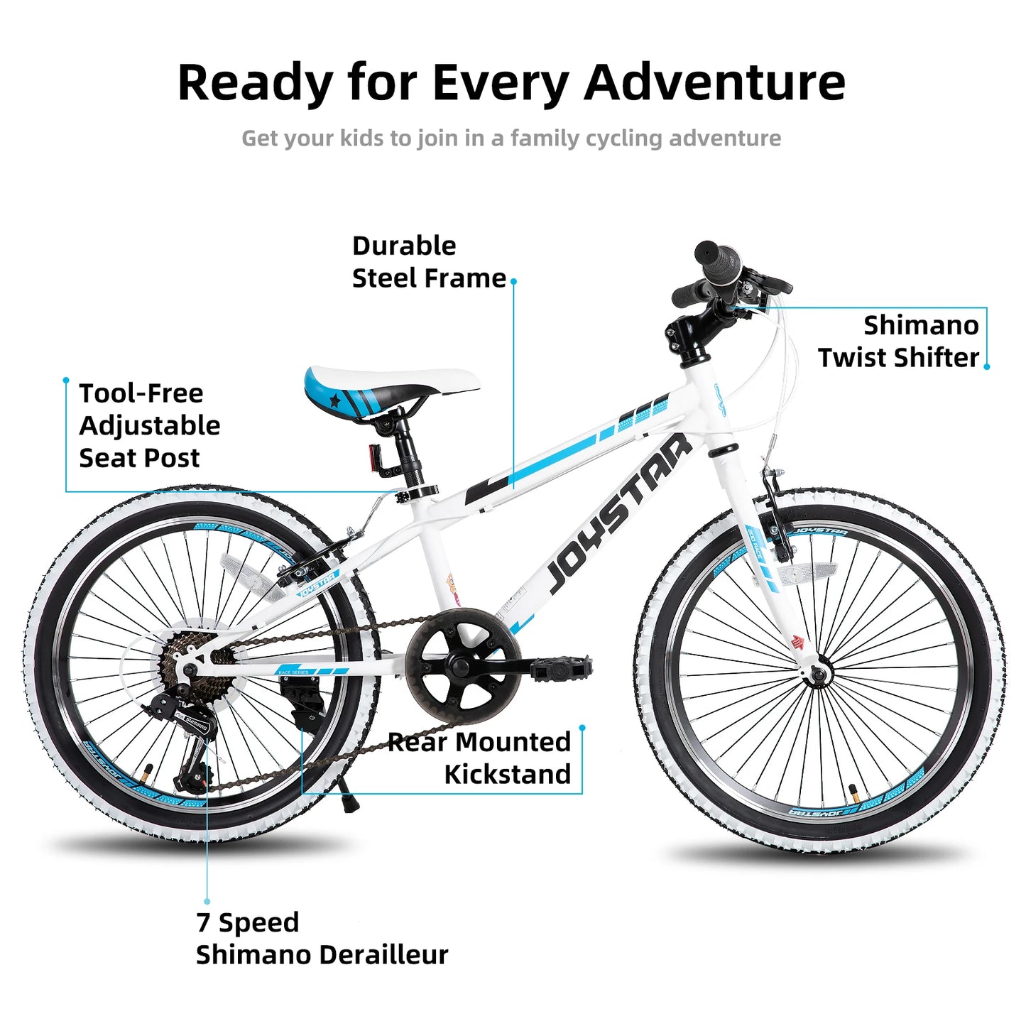 JOYSTAR 20 24 Inch Kids Bike for Boys Girls Ages 7-12 Years Mountain Bike for Kids with 1-Speed/7-Speed Drivetrain,Kids' Bicycle