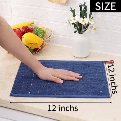 Homaxy 4/6pcs 100% Cottton Kitchen Towel Absorbent Dishcloth Ultra Soft Kitchen Cloths Drying Hand Towels Home Cleaning Tools