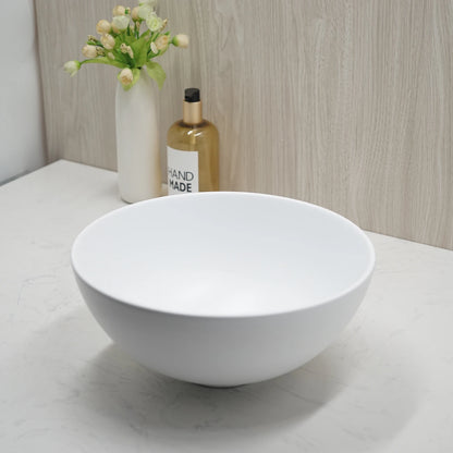 SINLAKU Polish White & Black Round Ceramic Basin Sink Bathroom Washbasin Matte Black Finish Deck Mount Ceramic Sink W/ Pop Drain