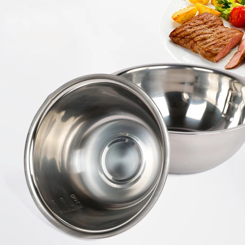 Scaled Mixing Bowl Stainless Steel Whisking Bowl For Knead Dough Salad Cooking Baking Container Kitchen Supplies 16Cm/20Cm/22Cm