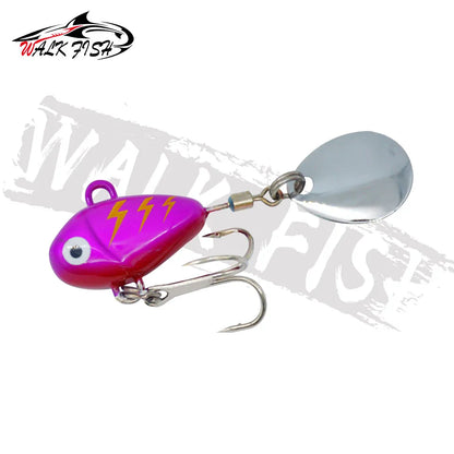 WALK FISH 1PCS New Metal Mini VIB With Spoon Fishing Lure 10g 2.1cm Fishing Tackle Pin Crankbait Vibration Spinner Sinking Bait