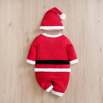 Christmas Cute Santa Claus Cosplay Newborn Clothes Comfortable 0-18 Boys And Girls Autumn And Winter Long Sleeve Baby Jumpsuit