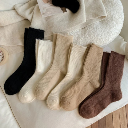 Women Wool Socks Warm Winter Thick Cashmere Fuzzy Casual Solid Color Comfortable Home Sock Soft Long Thermal High Quality