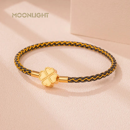 MOONLIGHT Fashion Classic Four-Leaf Clover Bracelet for Women Stainless Steel Braided Bracelet Female Jewelry Gift 10 Colors