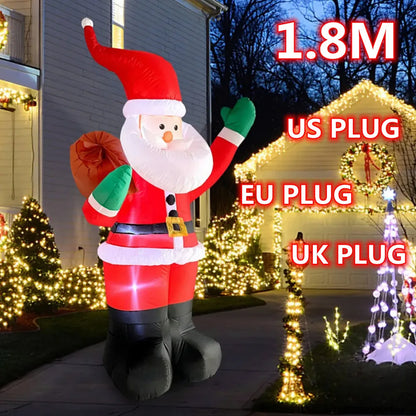 1.8m Xmas Inflatable Santa Built-in LED Lights Up Inflatable Model Outdoor Ornament Xmas Gift Party New Year Indoor Props Decor