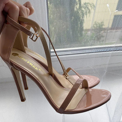 Women 8cm 11cm High Heels Sandals Gladiator Platform Strap Glossy Leather Pumps Lady Nude Low Heels Party Shoes