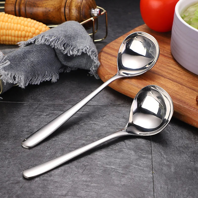 Stainless Steel Thickening Spoon Creative Long Handle Hotel Hot Pot Spoon Soup Ladle Korean Soup Scoop Home Kitchen Tools