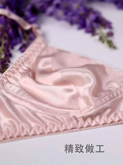 100% double-sided double-layer silk bra without underwire, big breast, small and lightweight, mulberry silk underwear women