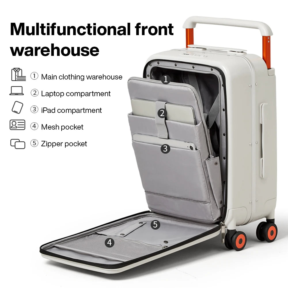 Mixi New Design Wide Handle Suitcase Men Carry-On Luggage Women Travel Trolley Case 20 Inch Cabin PC Aluminum Frame M9275