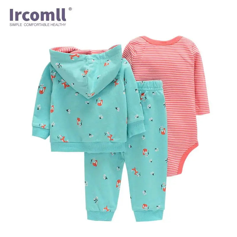 Ircomll Baby Clothes Set for Newborns Toddler Girl Boy Clothes Hooded Jacket Trousers + Bodysuits 3pcs Child sets Infant Outfits