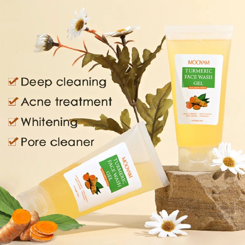 Turmeric Face Wash Clear Skin Liquid Soap 100% Natural Exfoliating Turmeric Facial Cleanser Skin Detox Treatment