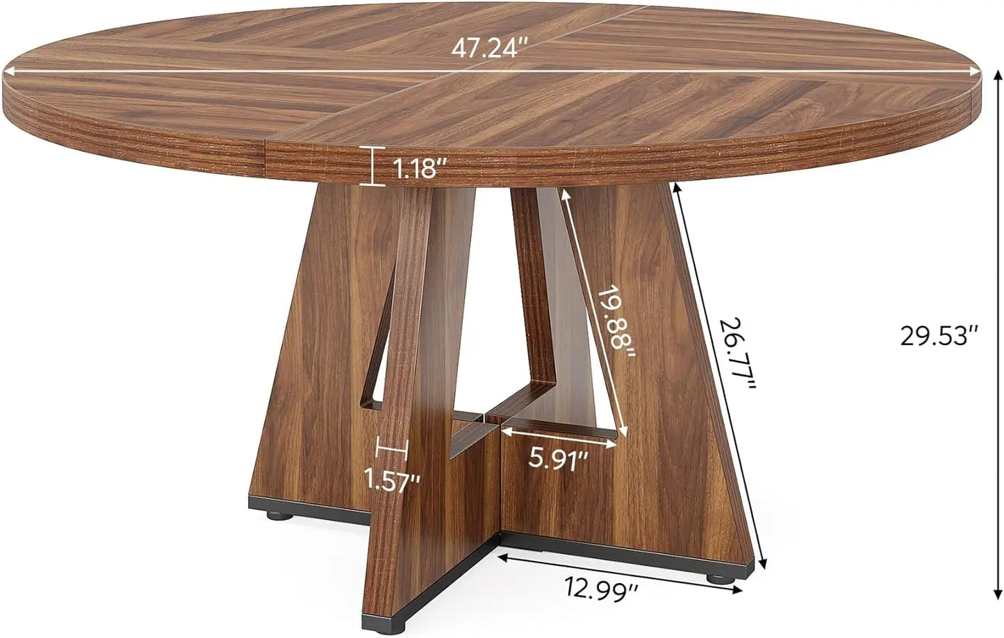 Round Dining Table for 4,47 Inch Farmhouse Kitchen Table Small Dinner Table Wood for Dining Room