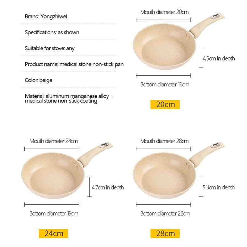 New Non-Stick Flat-Bottomed Pot Sauce Pans Japanese Jam Omelet Pot Maifan Stone Thick Frying Pan Egg Cooker Kitchen Accessorie